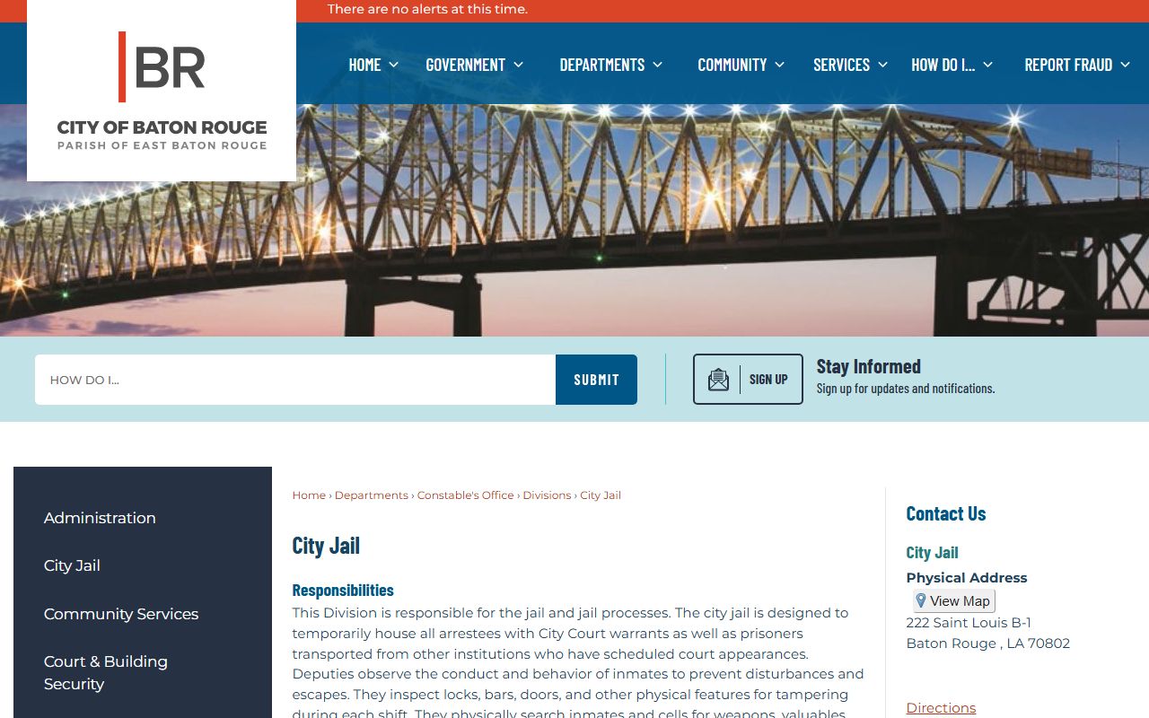 Baton Rouge City Jail official temporary holding description